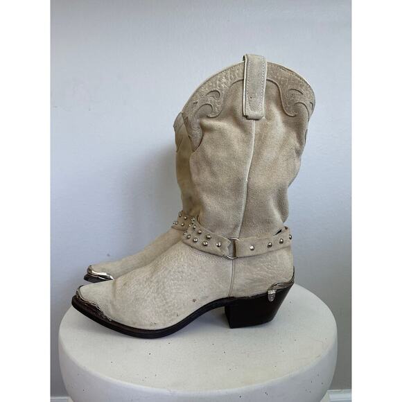 Capezio Shoes - Capezio Women Vintage Cream Suede Harness Cowboy Boots  - Size 8.5M